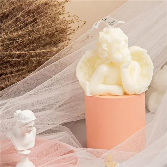 2 Piece Angel Soy Scented Candle Set Vegan Wax Home Decor - Picture 3 of 7